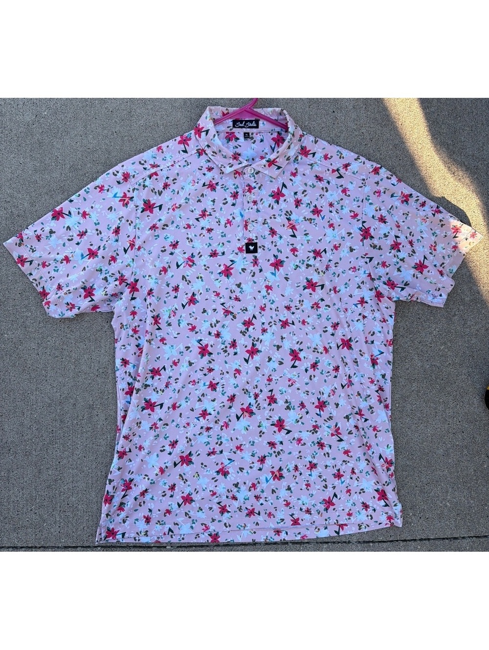 XL - Men - Bad Birdie Pink Floral Golf Polo Shirt